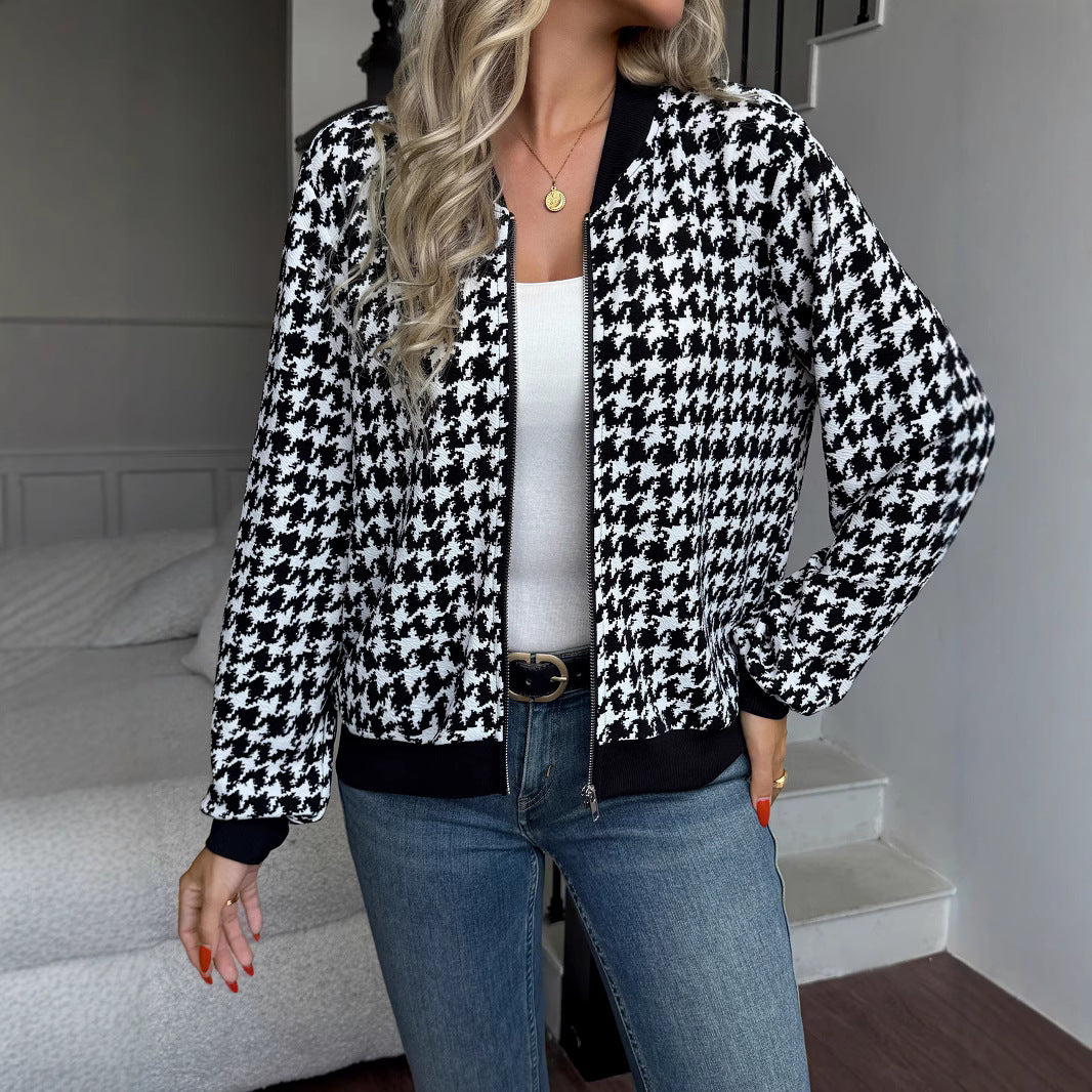 Houndstooth Zip Shacket