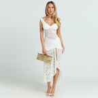 Summer Lace Hollow Out Cutout out Stitching Spaghetti Straps Dress