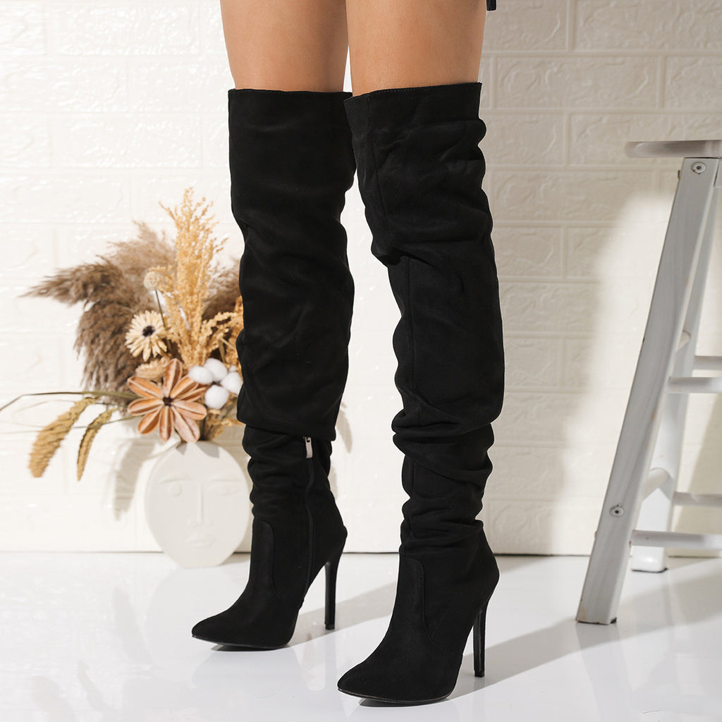 Women's Suede Pointed-Toe High-Leg Boots