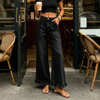 Lace Loose Straight Design All Matching Women Jeans