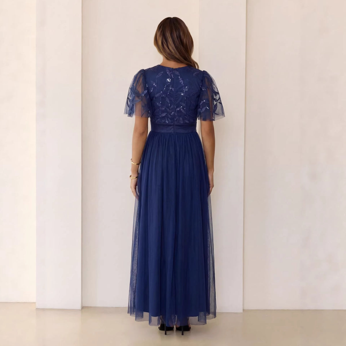 Women's Sequin Short-Sleeve Cocktail Dress