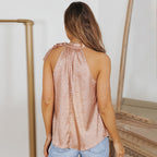 Women's Satin Leopard Print Lace-Up Vest