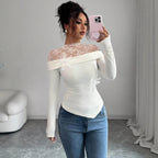 Lace Stand-Collar Corsage Top