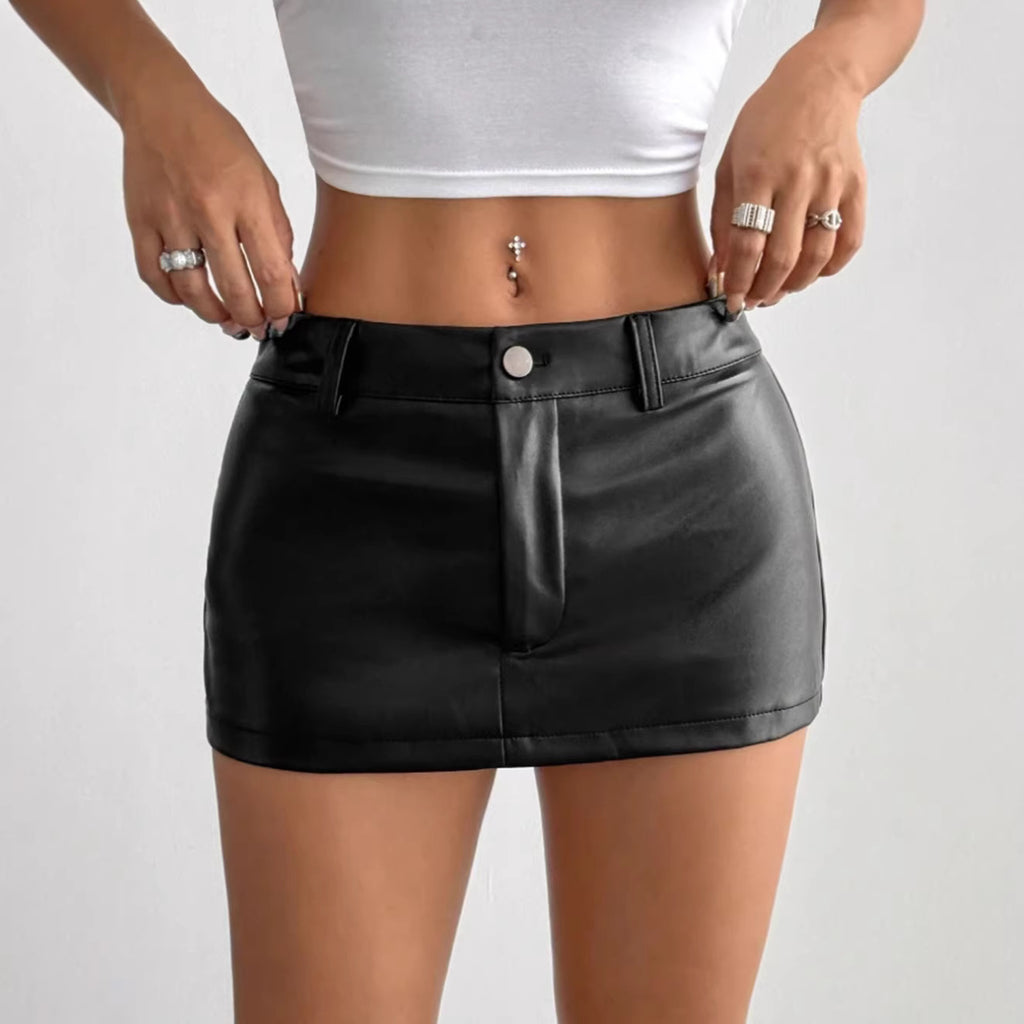 Black Faux Leather Sheath Shorts