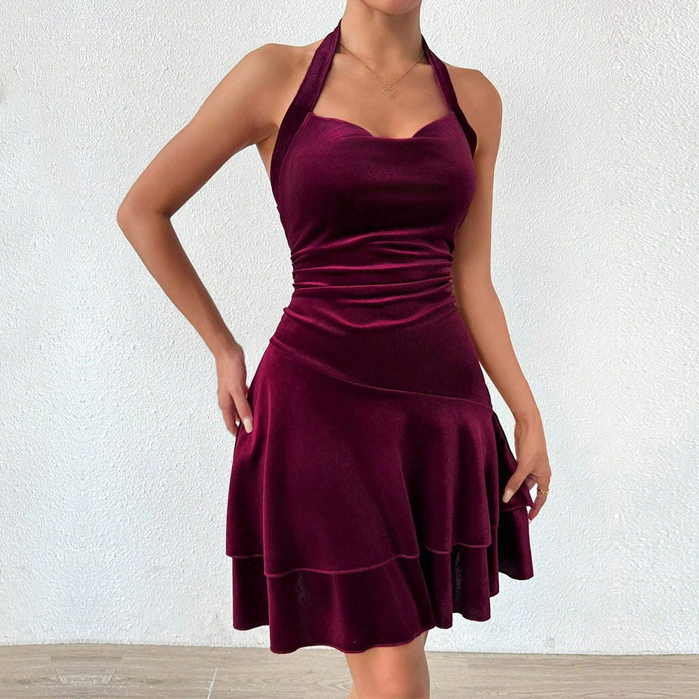 Women's Women's Halter Dress Backless Socialite Design Short