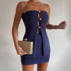 Women's Elegant Graceful Tube Short Vest and Skirt Two-Piece Set