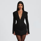 Women's Deep V Slim Fit Blazer Dress