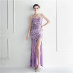 Women's Sequin Spaghetti-Strap Evening Dress