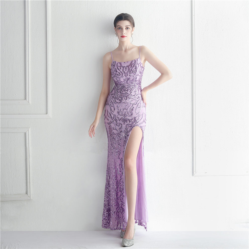 Women's Sequin Spaghetti-Strap Evening Dress