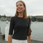 Women Clothing Slim Fit Casual Polka Dot Printed Half