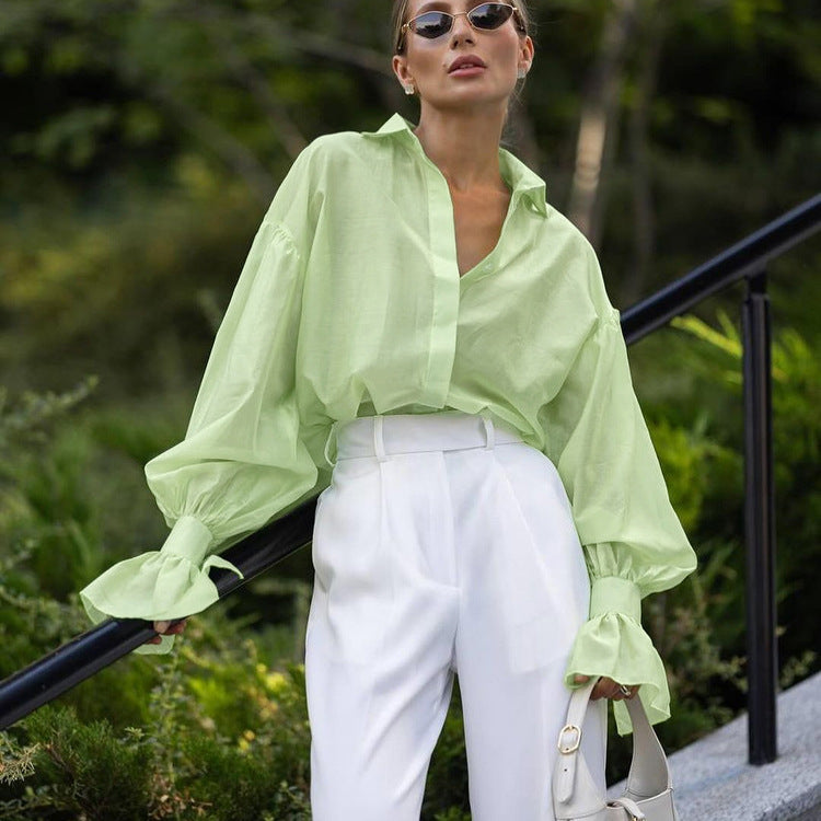 Early Arrivals Loose Shirt Collared Long Sleeve