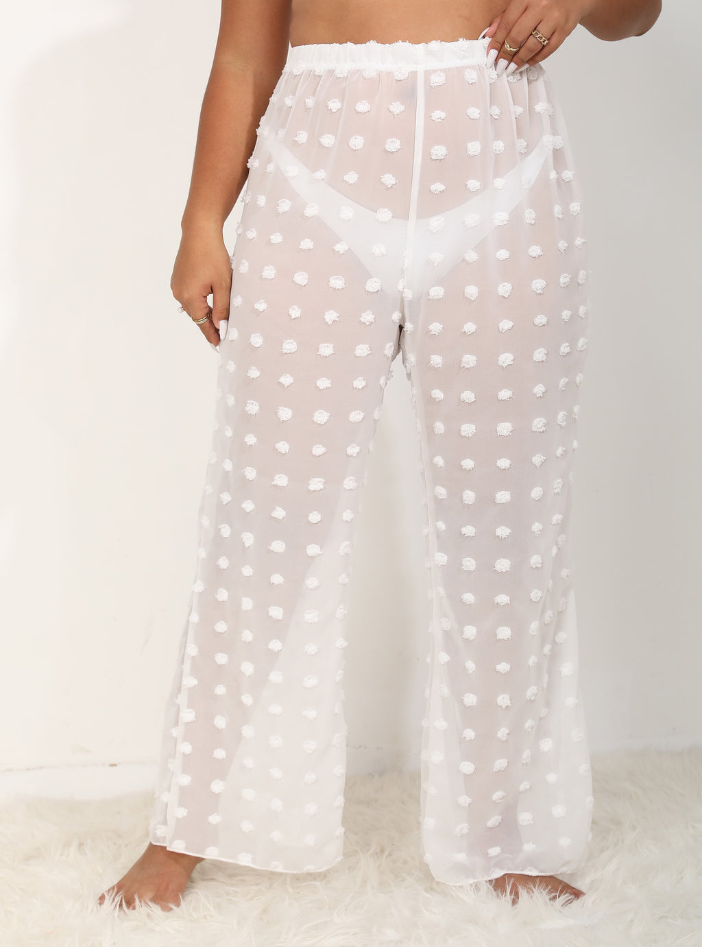 Pants Plus Size Women Clothing Sexy See through Three Dimensional Chiffon Beach Pants Wide Leg Pants Straight Leg Pants Casual Pants