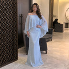 Women's Off-Shoulder Sequin Ballgown Maxi Dress