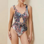 Print Mesh One-piece Swimwear