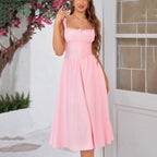 Women's Lace-Up Spaghetti-Strap Midi Dress