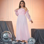 Women's Plus Size Solid Color Long Slim off Shoulder Maxi Dress