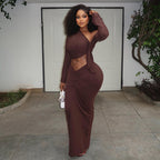 Women's Pleated Long-Sleeve Two-Piece Skirt Set