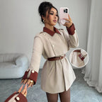 Autumn Winter Collared Women Woolen Suit Slim Fit Coat