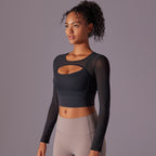 Women's Mesh Long-Sleeve Padded Workout Top