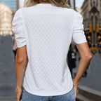 Women's Summer Women White Puff Sleeve Texture Top For Women