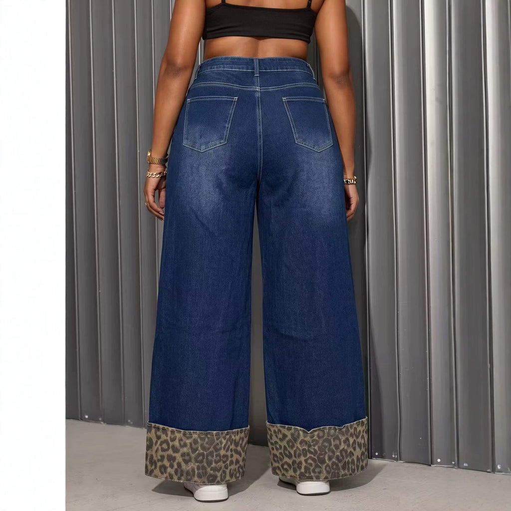 Women's Leopard-Print Wide-Leg Jeans