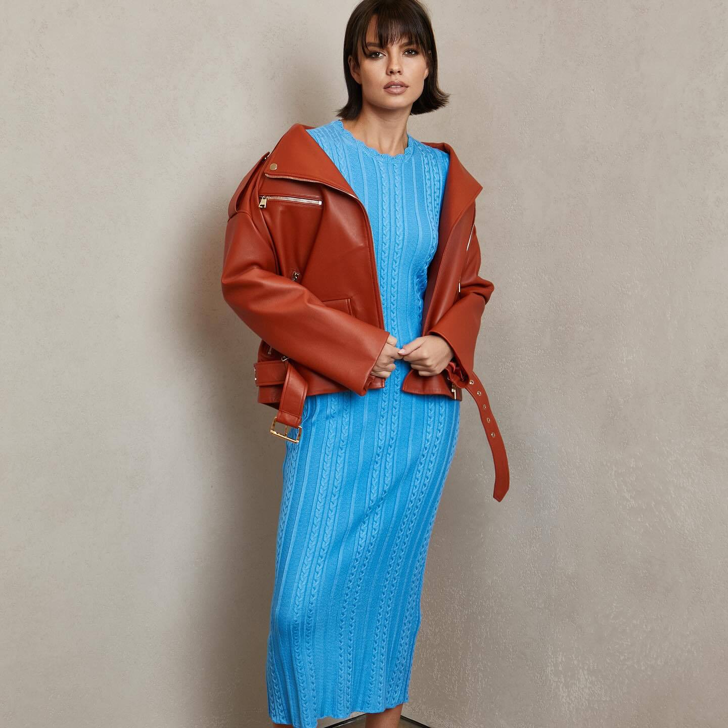 Crew-Neck Short-Sleeve Knit Bodycon Maxi Dress