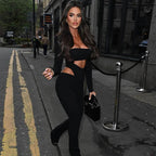 Women's Long Sleeve Tube Top Hollow Out Jumpsuit