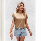 Women's Satin Batwing Sleeve Top