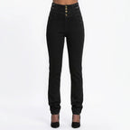 Women's High Waist Breasted Slim Fit Skinny Jeans Women Washed Stretch Pencil Pants Ladies Slimming Denim Trousers