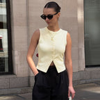 Women's Knitted Button-Up Cardigan Vest