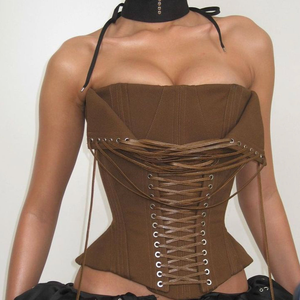 's Advanced Design Boning Corset Lace Up Corset Tube Top