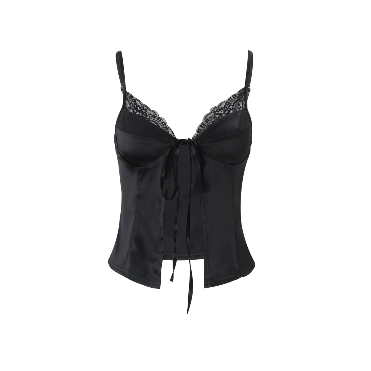 Women's Slim V Neck Lace Cardigan Lace Up Camisole For