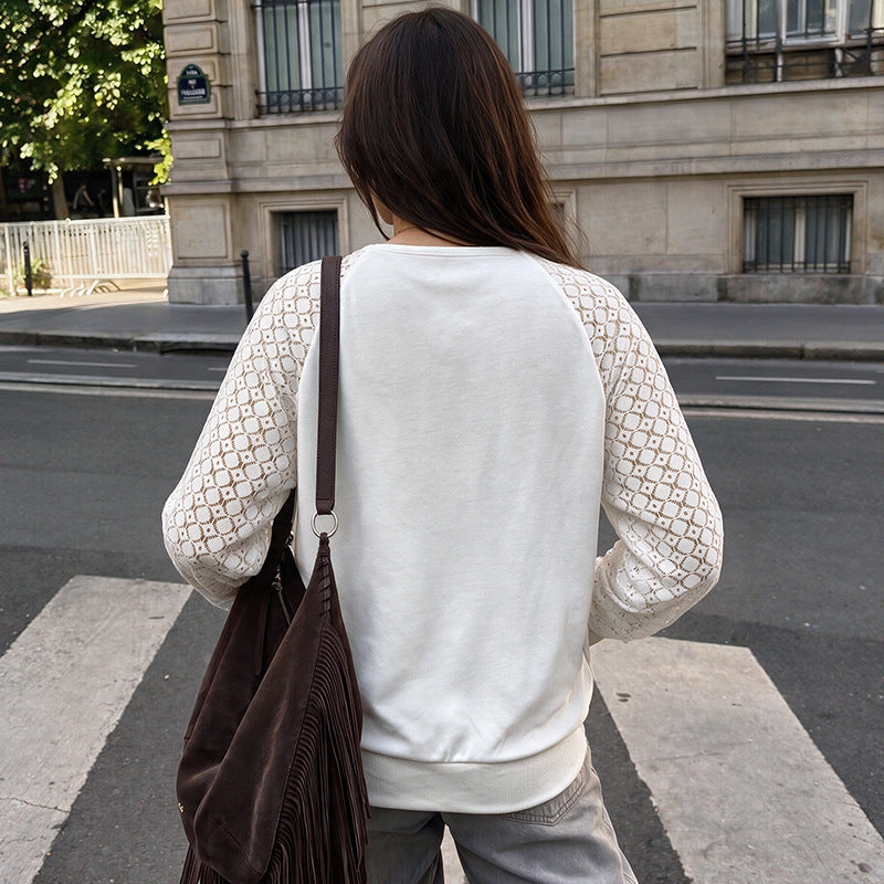 Women's Lace Stitching Long Sleeve Sweater