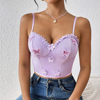 's Floral Steel Ring Boning Corset Breasted Butterfly Embroidery