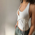 Backless Lace Up Cardigan Halter Design Vest Top