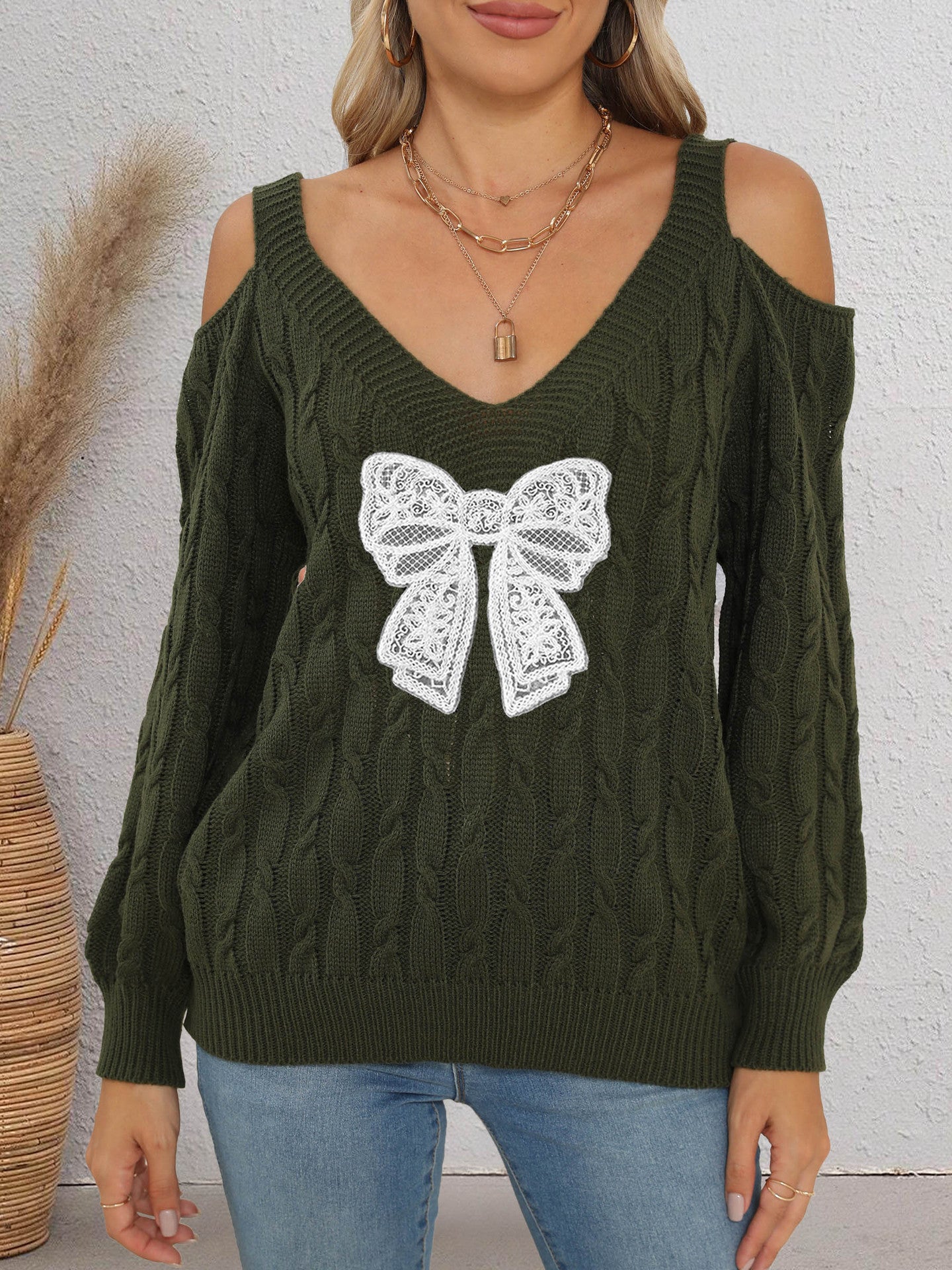 Army Green White Butterfly