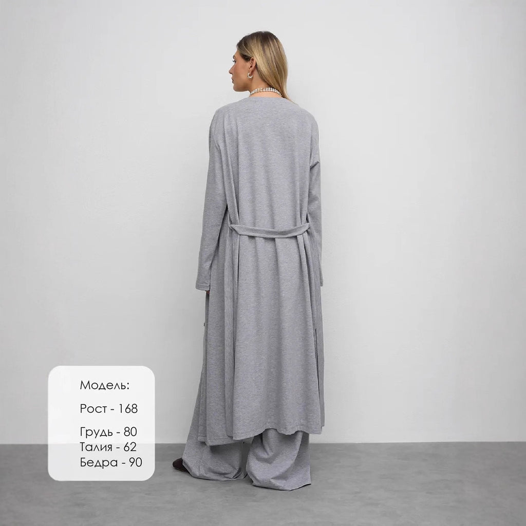 Women's Loose Lace Up Lengthened Cardigan Modal Button Long