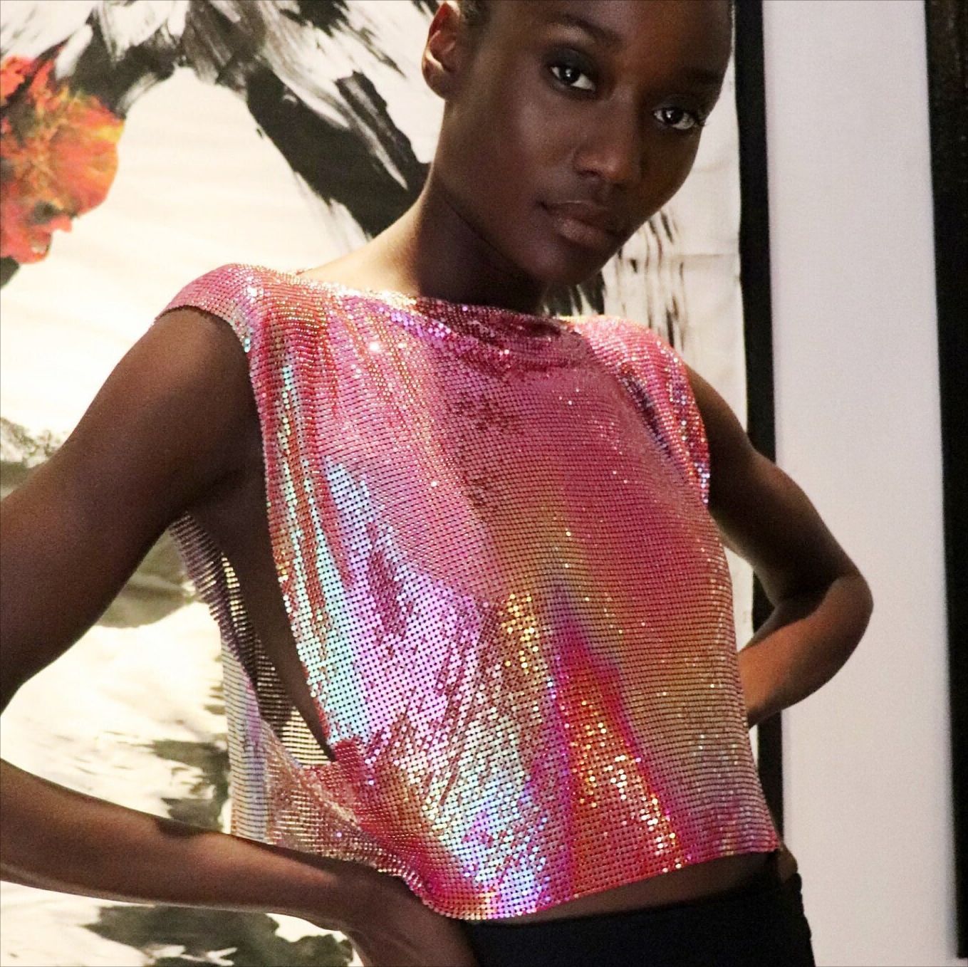 Women's Metallic Sequin Festival Vest Top