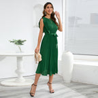 Women's Plus-Size Ruffle-Sleeve Pleated Dress