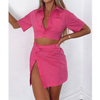 Women's Spring Summer Collared High Coordinated Two-Piece Set