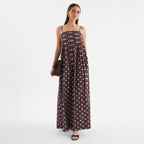 Women's Summer Polka Dot Printed Pleated Craft Sweet Spaghetti Strap Mid Length Dress