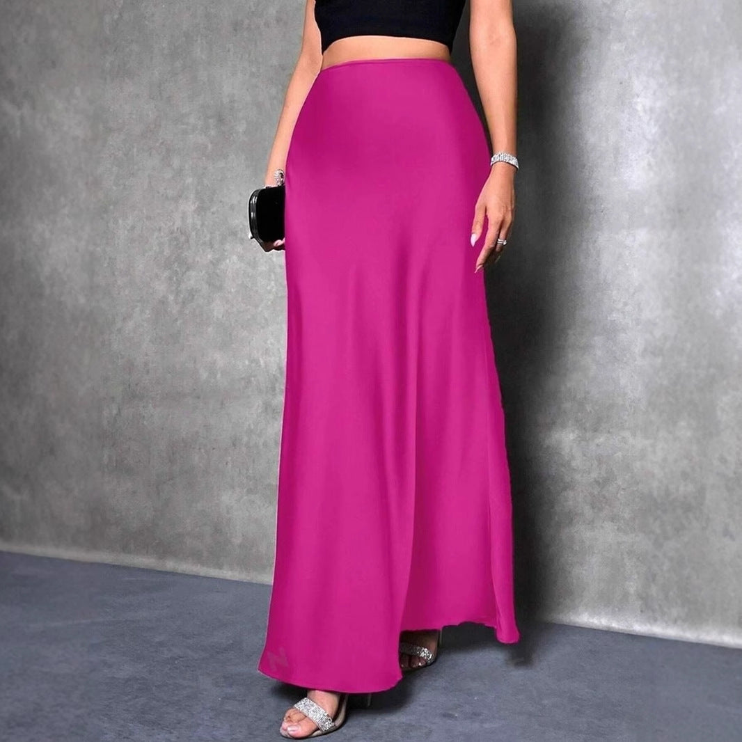 Women's Satin A Line Long Skirt