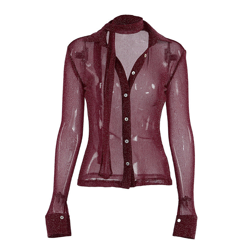 Women's Shoulder Small Decoration Long Sleeve Shirt Cardigan