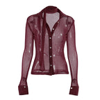 Women's Shoulder Small Decoration Long Sleeve Shirt Cardigan