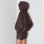 Hooded Leather Sweater Shorts Suit Street Trend