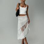 Women's Polka Dot Skirt Lace Irregular Asymmetric Maxi for