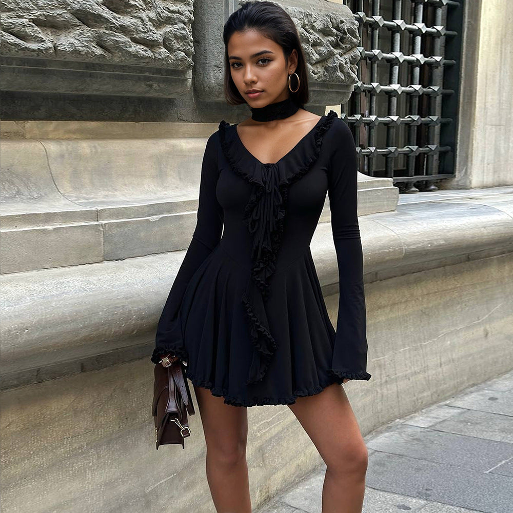 Women's V-Neck Chiffon A-Line Dress