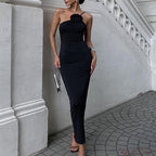 Backless One-Shoulder Pleated Elegant Dress