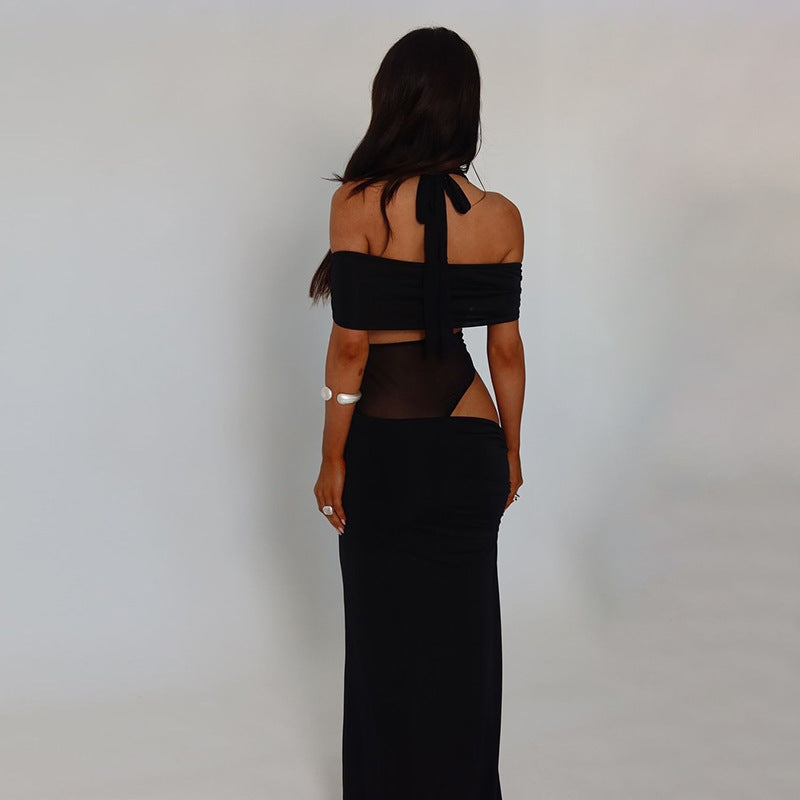 Women's Off-Shoulder Halter Cutout Dress