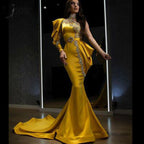 Women's Gold Sequin High-Neck Long Sleeve Maxi Dress